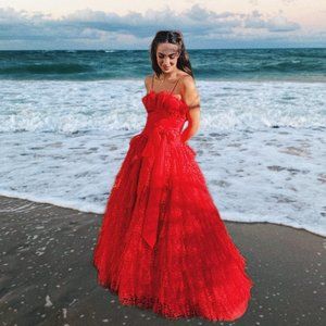 Gone With The Wind Southern Bell Red Lace Gown